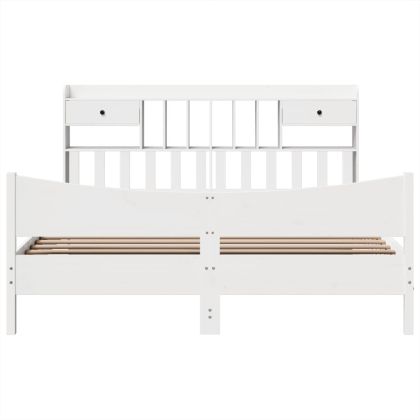 Рамка за легло без матрак, бял, 180x200 см, бор масив