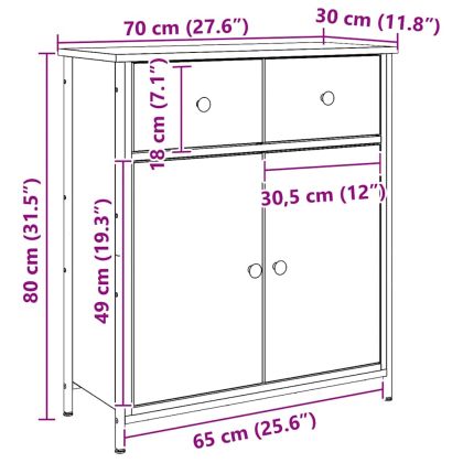 Сайдборд, дъб артизан, 70x30x80 см, инженерно дърво