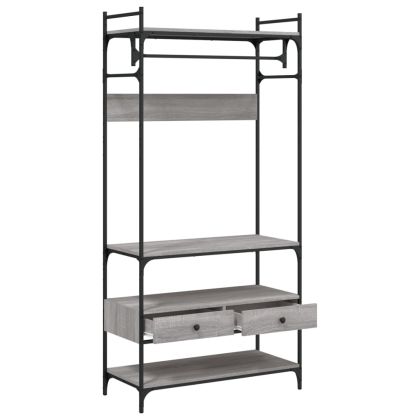 Гардероб с чекмеджета сив сонома 89x39x184,5 см инженерно дърво