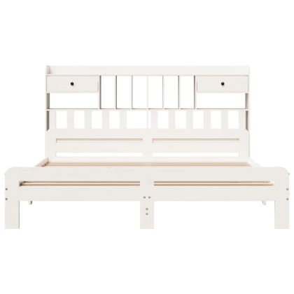 Легло с етажерка за книги, без матрак, 180x200 см, бор масив