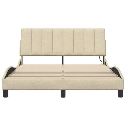 Рамка за легло без матрак Hanko, кремава, 140x190 см, плат