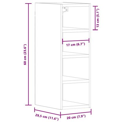 Висящ шкаф "Рига" опушен дъб 20x29,5x60 см Инженерно дърво
