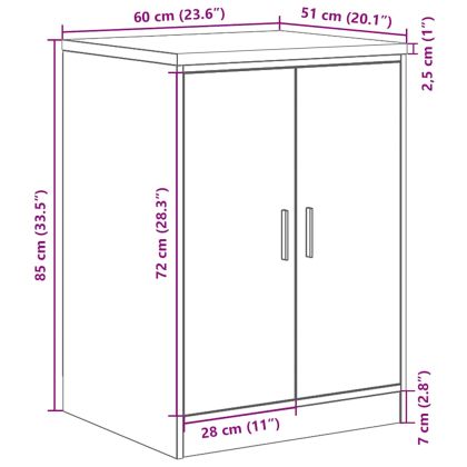 Гаражен шкаф за съхранение, дъб артизан, 60x51x85 см, бор масив
