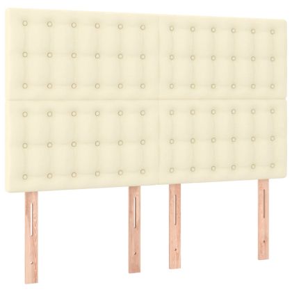 Табла за легло, кремава, 144x5x118/128 см, изкуствена кожа