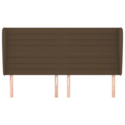 Горна табла за легло с уши, тъмнокафява,183x23x118/128 см, плат