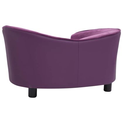 Кучешки диван, бордо, 69x49x40 см, плюш и изкуствена кожа