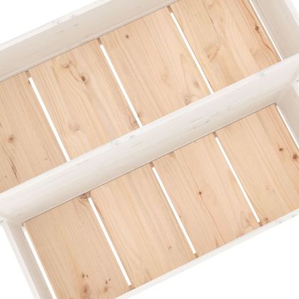 Плантер, бял, 110x84x75 см, борово дърво масив