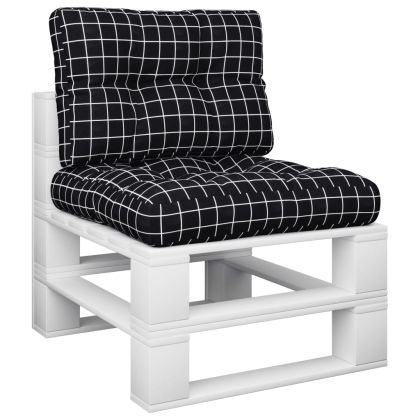 Палетни възглавници, 2 бр, черно каре, текстил