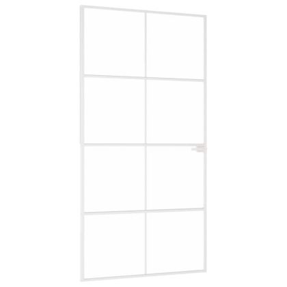 Интериорна врата бяла 102x201,5 см закалено стъкло и алуминий