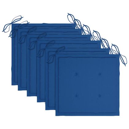 Сгъваеми градински столове с възглавници, 6 бр, тик масив