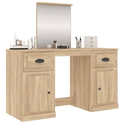 Тоалетка с огледало, дъб сонома, 130x50x132,5 см