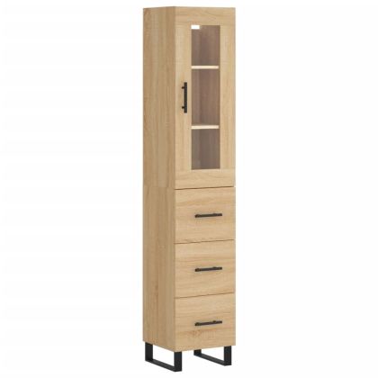 Висок шкаф, сонома дъб, 34,5x34x180 см, инженерно дърво