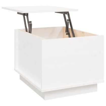 Кафе маса, бяла, 40x50x35 см, борово дърво масив