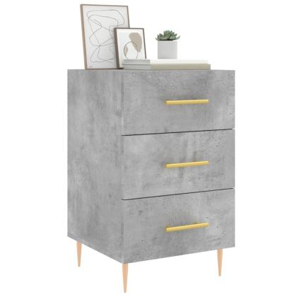 Нощно шкафче, бетонно сиво, 40x40x66 см, инженерно дърво