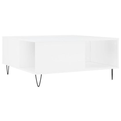 Кафе маса, бяла, 80x80x36,5 см, инженерно дърво