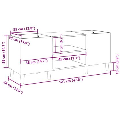 Шкаф за винилови плочи кафяв дъб 121x38x48 см инженерно дърво