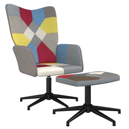 Релаксиращ стол с табуретка, пачуърк, плат