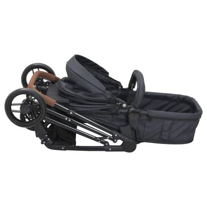 Бебешка количка 2-в-1, антрацит и черно, стомана