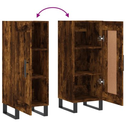 Сайдборд, опушен дъб, 34,5x34x90 см, инженерно дърво