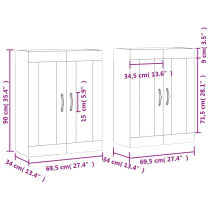Стенни шкафове, 2 бр, дъб сонома, инженерно дърво