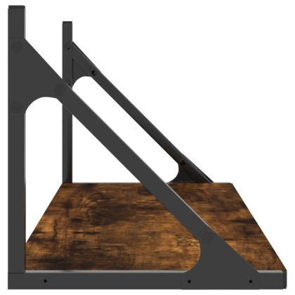 Стенни рафтове 2 бр опушен дъб 80x25x25,5 см инженерно дърво