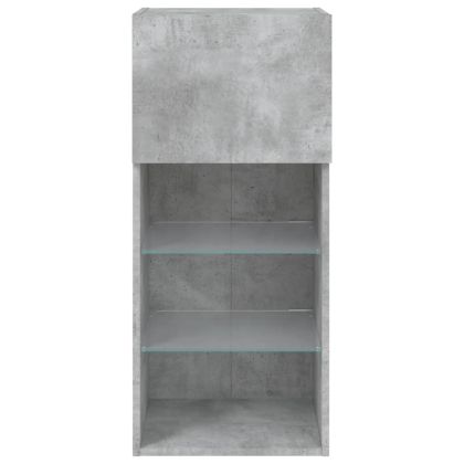 ТВ шкаф с LED осветление, бетонно сив, 40,5x30x90 см