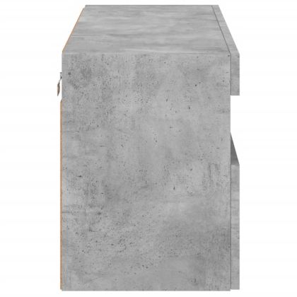 Стенен ТВ шкаф с LED осветление, бетонно сив, 80x30x40 см