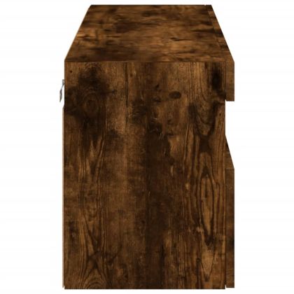 Стенен ТВ шкаф с LED осветление, опушен дъб, 100x30x40 см