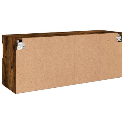 Стенен ТВ шкаф с LED осветление, опушен дъб, 100x30x40 см