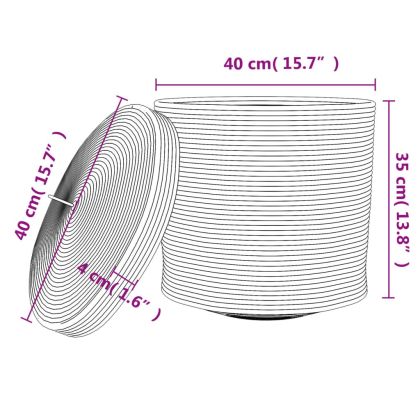 Кош за съхранение с капак бяло и черно Ø40x35 см памук