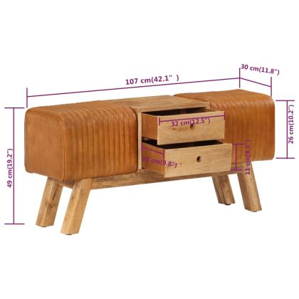 Пейка гимнастическа кафява 107 см естествена козя кожа и манго