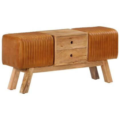 Пейка гимнастическа кафява 107 см естествена козя кожа и манго