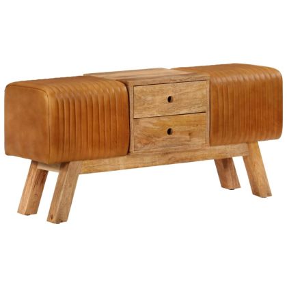 Пейка гимнастическа кафява 107 см естествена козя кожа и манго