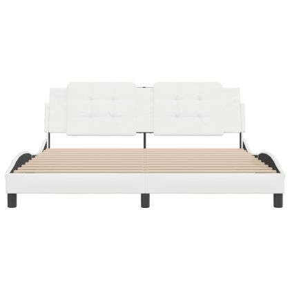 Рамка за легло без матрак Zadar, бяла, 180x200 см, изкуствена кожа