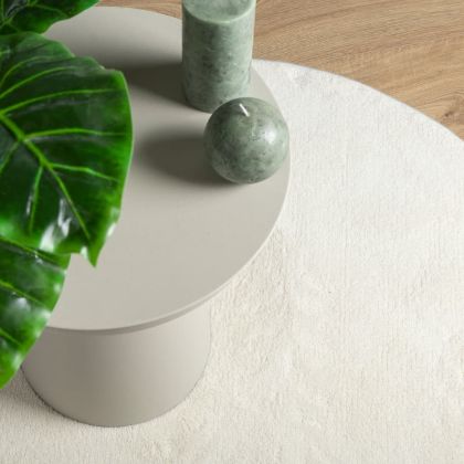 Килим OVIEDO с къс косъм, кремав, Ø 160 см