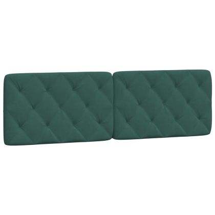 Рамка за легло с LED осветление без матрак тъмнозелена 160x200 см кадифе