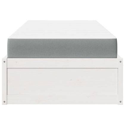 Легло с матрак, бяло, 100x200 см, бор масив