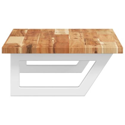 Стенен рафт за мивка, стомана и масивно дърво акация