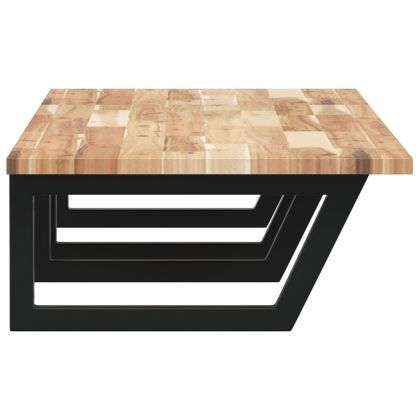 Стенен рафт за мивка, стомана и масивно дърво акация