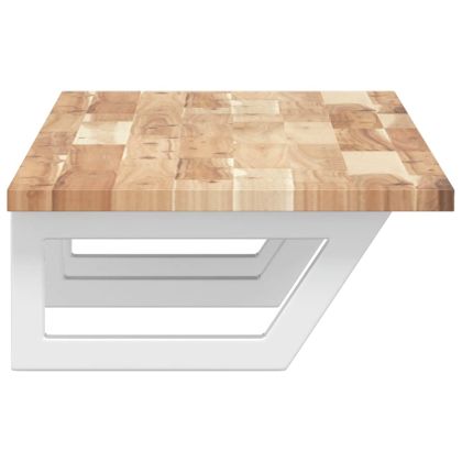 Стенен рафт за мивка, стомана и масивно дърво акация