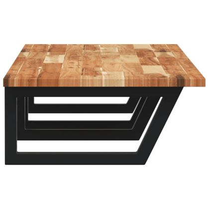 Стенен рафт за мивка, стомана и масивно дърво акация