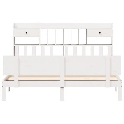 Легло с етажерка за книги, без матрак, 180x200 см, бор масив