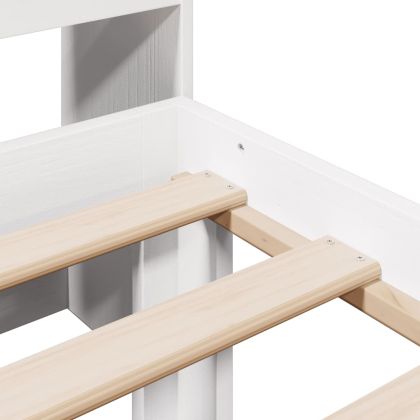 Легло с рафтове за книги, без матрак, бял, 90x190 см, бор масив