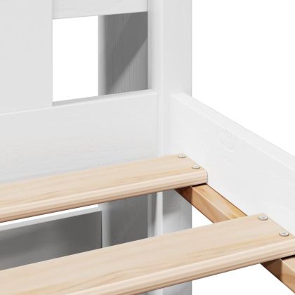 Легло с етажерка за книги, без матрак, 90x200 см, бор масив