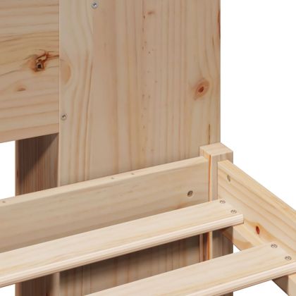 Легло с етажерка за книги, без матрак, 135x190 см, бор масив