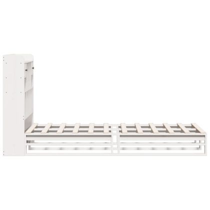 Легло с рафтове за книги, без матрак, бял, 90x190 см, бор масив