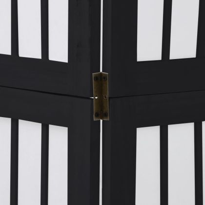 Разделител за стая, 5 панела, черен, дърво пауловния масив