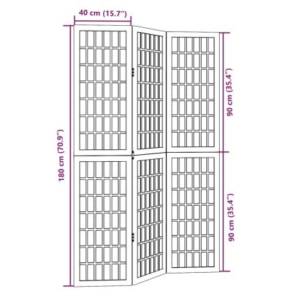 Разделител за стая, 3 панела, бял, дърво пауловния масив
