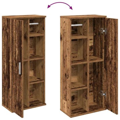 Шкаф за баня с държач за ролки, старо дърво, 39x22x90 см