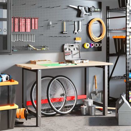 Работна маса, 140x60x81,5 см, масивна дървесина дъб